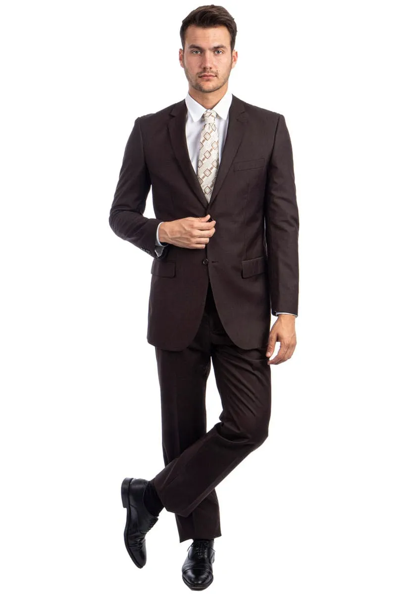 "Modern Fit Men's Business Suit - Two Button Style in Chocolate Brown" sold by Alberto Nardoni product image thumbnail 2