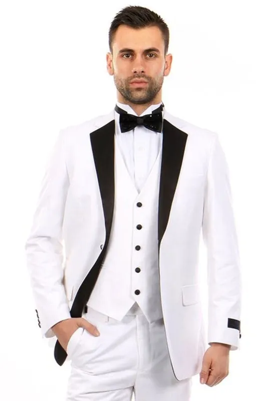 "Classic Men's Two Button Vested Notch Tuxedo - Black & White" sold by Alberto Nardoni