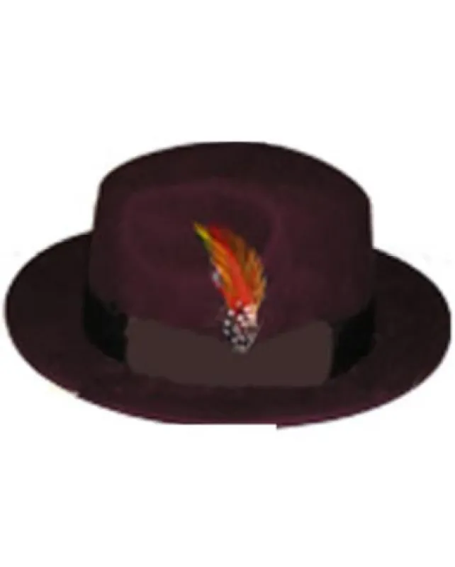 Men's Untouchable Burgundy ~ Wine ~ Maroon Color Fedora Wool Dress Hat made by Alberto Nardoni
