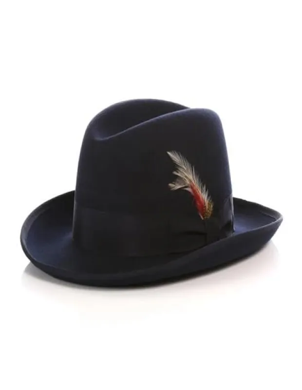 1920s Men's Hat - Gangster Hat - 20s Dress Hat Navy sold by Alberto Nardoni