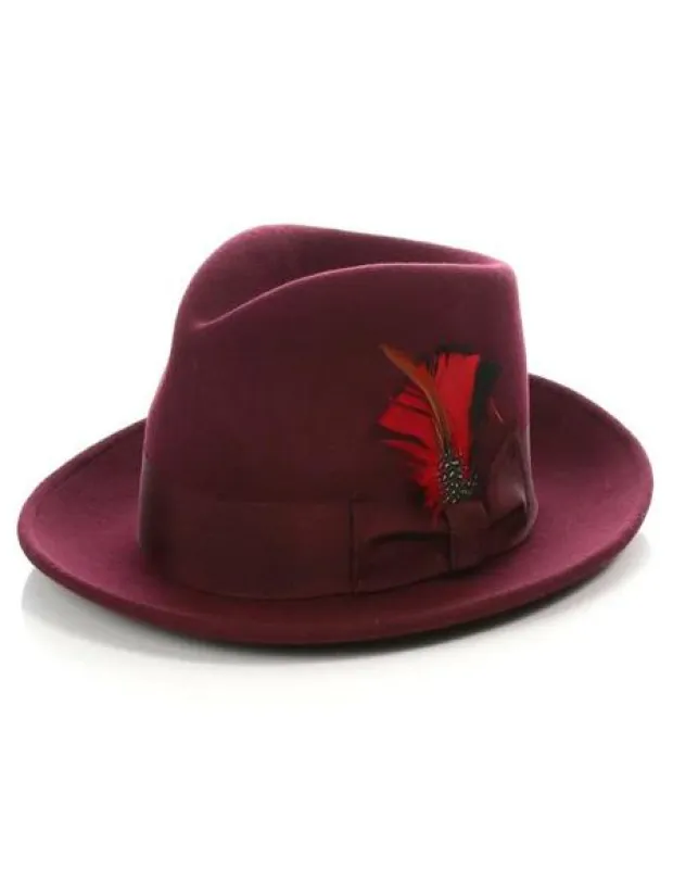 1920s Men's Hat - Gangster Hat - 20s Dress Hat Burgundy made by Alberto Nardoni