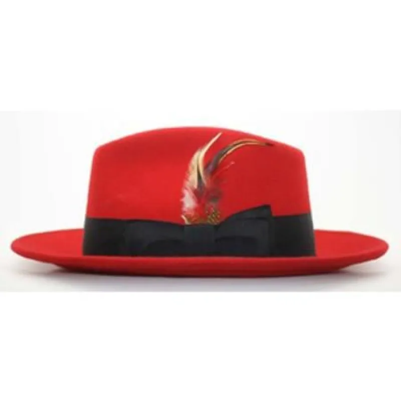 Mens Dress Hat Mens Red/Black Fedora Hat sold by Alberto Nardoni