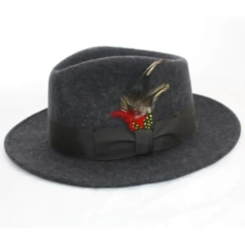 Mens Dress Hat Mens Grey Wool Banded Fedora Hat sold by Alberto Nardoni