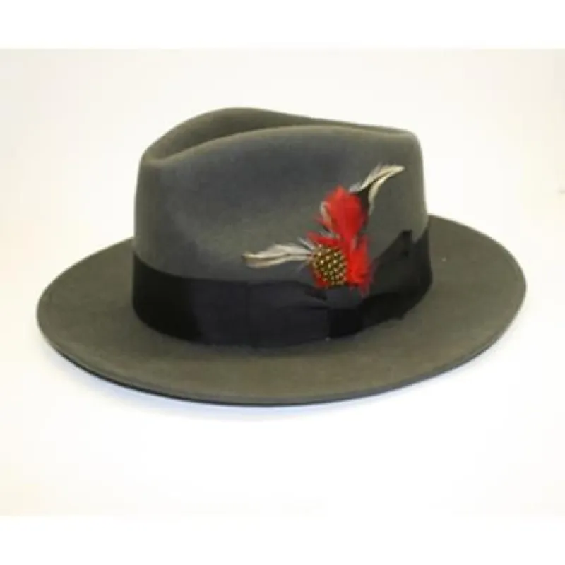 Mens Dress Hat Mens Charcoal 100 Percent Wool Fedora Hat sold by Alberto Nardoni
