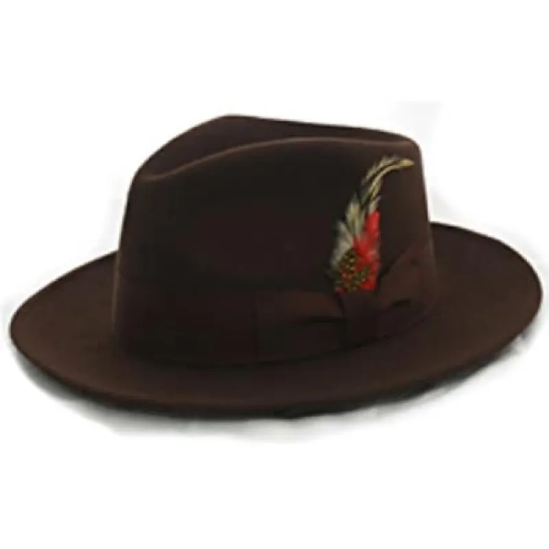 Mens Dress Hat Mens Brown Wool Banded Fedora Hat made by Alberto Nardoni