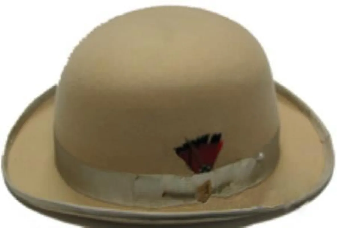 bowler derby style ~ Bowler Tan ~ Beige Men's 100% Wool Stylish Hat sold by Alberto Nardoni
