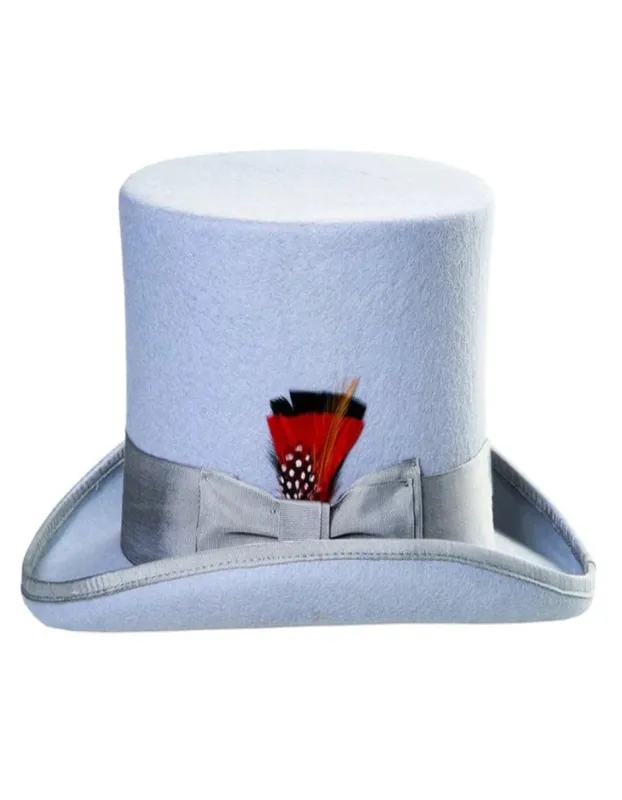 Victorian Steampunk Top Hat - 1800 19th Century - Dressy Loden Felt Top Sky Blue Hat made by Alberto Nardoni