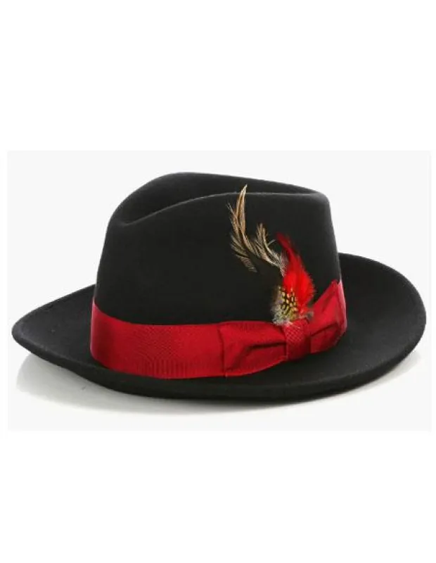 Mens Hat - Black ~ Red sold by Alberto Nardoni