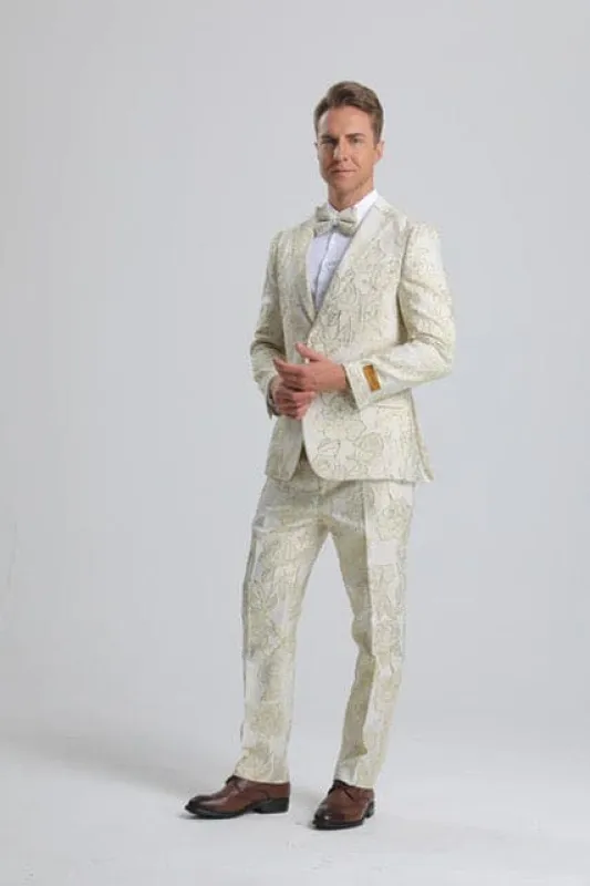 White and Gold Prom Suits - Gold Tuxedo Jacket sold by Alberto Nardoni