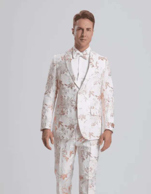 White and Gold Prom Suits - Gold Tuxedo Jacket made by Alberto Nardoni