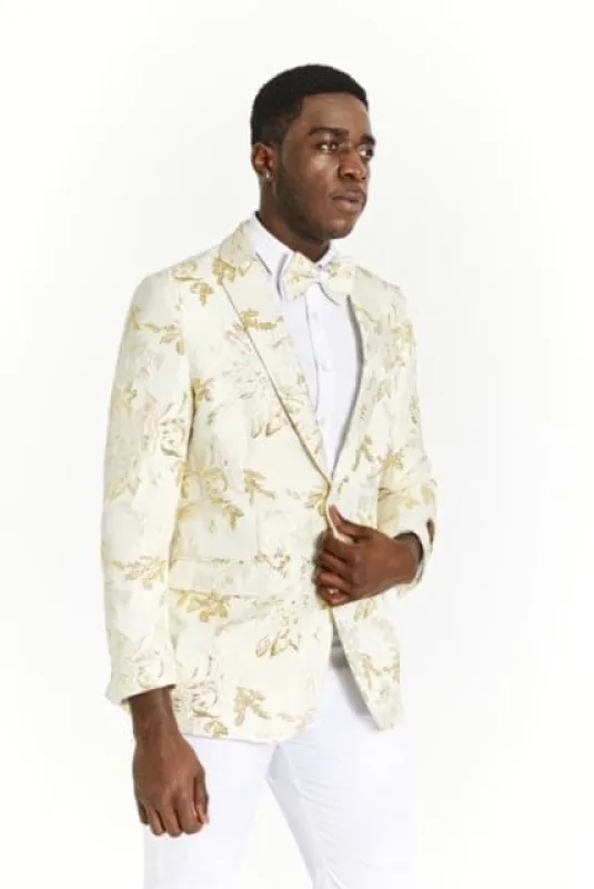 White and Gold Prom Suits - Gold Tuxedo Jacket sold by Alberto Nardoni
