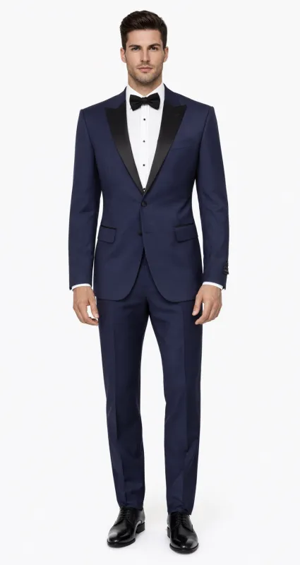 Great Gatsby Tuxedo in Navy Blue Color Peak Lapel sold by Alberto Nardoni