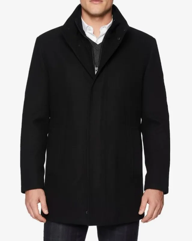 Mens Black Wool Car Coat â€“ Modern Fit sold by Alberto Nardoni