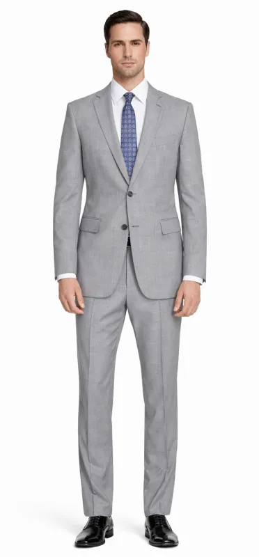 Mantoni Lt. Gray Two-button Wool Suit in Modern or Slim-Fit sold by Alberto Nardoni