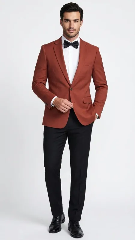 Mens Brick Copper Rust Color  Blazer Slim Fit Formal and Party Wear Jacket in Burnt Orange Sport Coat sold by Alberto Nardoni