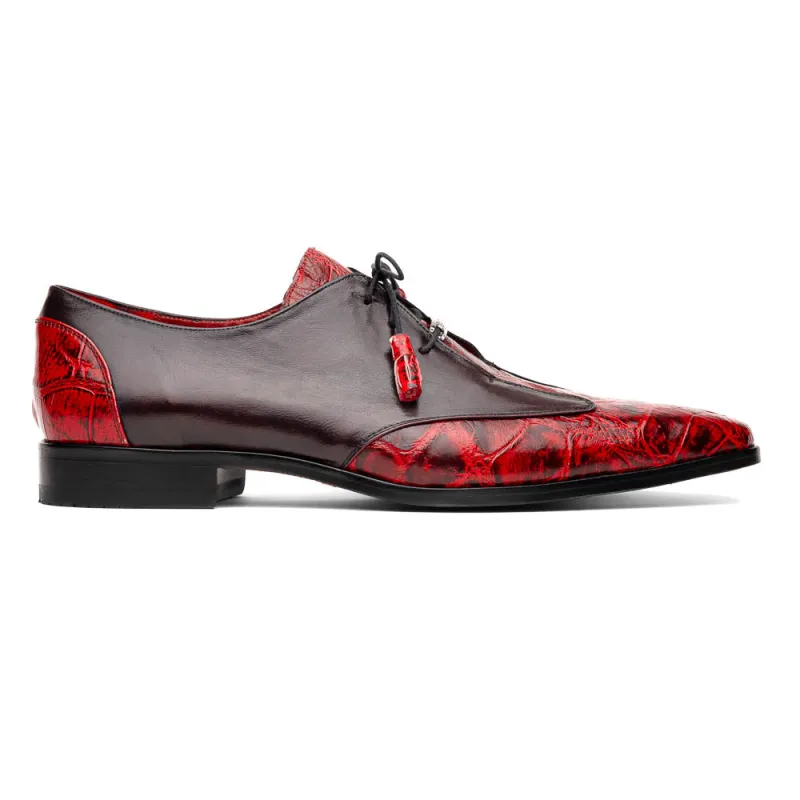 Marco Di Milano Anzio Black Cherry Alligator & Calfskin Derby sold by Alberto Nardoni