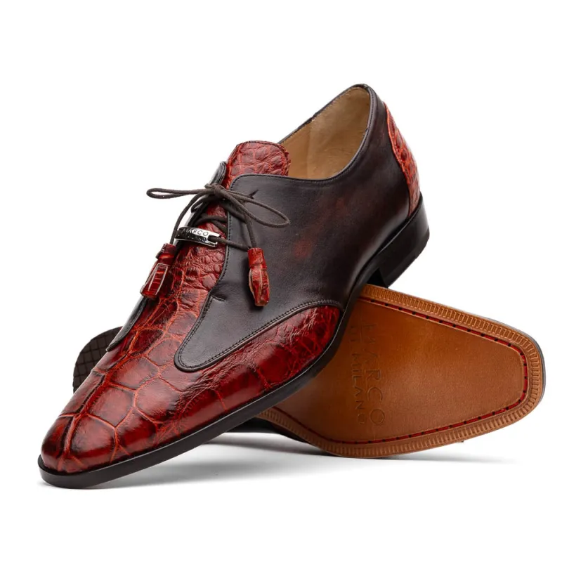 Marco Di Milano Anzio Cognac Alligator & Calfskin Derby sold by Alberto Nardoni