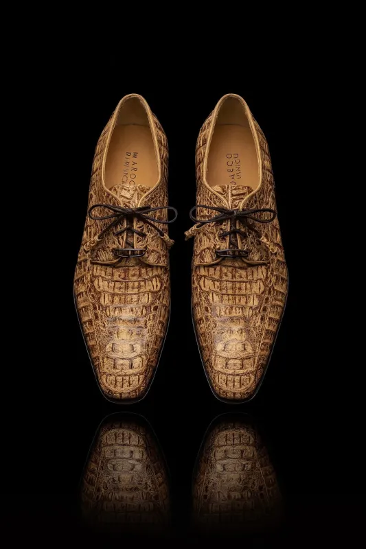 Marco Di Milano Apricena Caiman Crocodile Derby in Orix sold by Alberto Nardoni