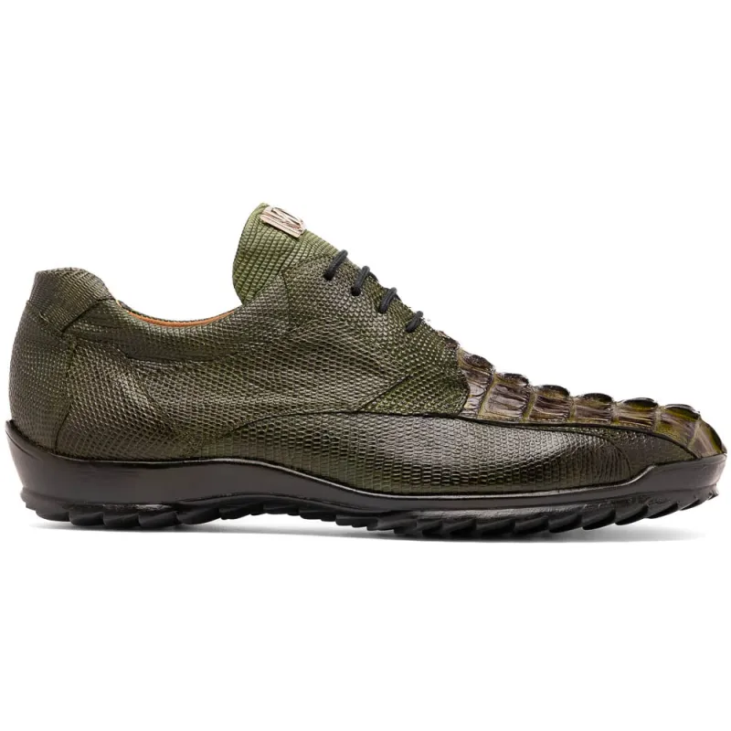 Marco Di Milano Crater Rustic Olive Caiman Crocodile & Lizard Sneakers sold by Alberto Nardoni