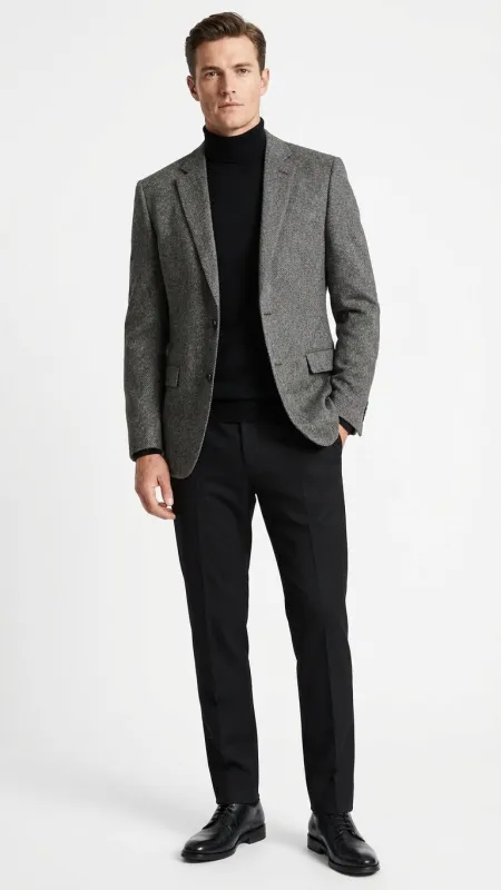 Men’s Grey Tweed Herringbone Sport Coat - Gray Mens Blazer Suit Jacket sold by Alberto Nardoni