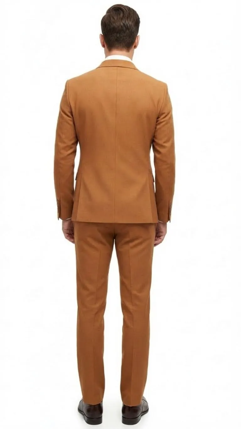 Mens Vitali Brand Rustish Orange Brown Copper Color Double Breasted Slim Fit Suit sold by Alberto Nardoni product image thumbnail 2