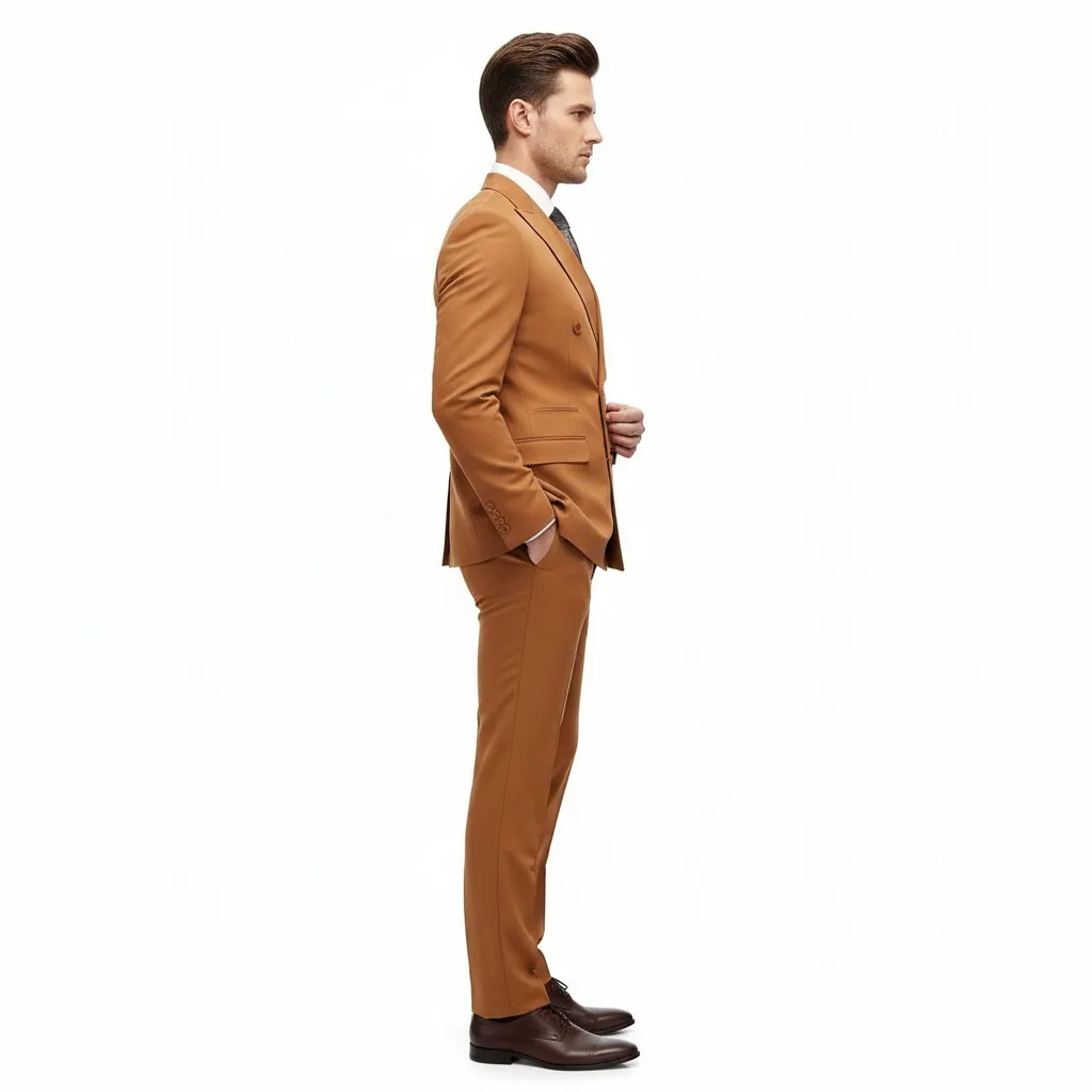 Mens Vitali Brand Rustish Orange Brown Copper Color Double Breasted Slim Fit Suit sold by Alberto Nardoni product image thumbnail 3