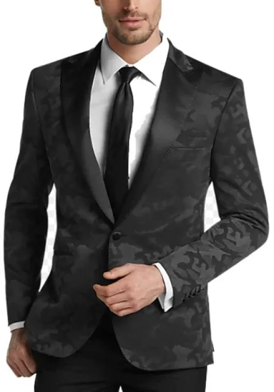 Army Green - Camouflage Patterned - Olive Camo One Button Tuxedo sold by Alberto Nardoni