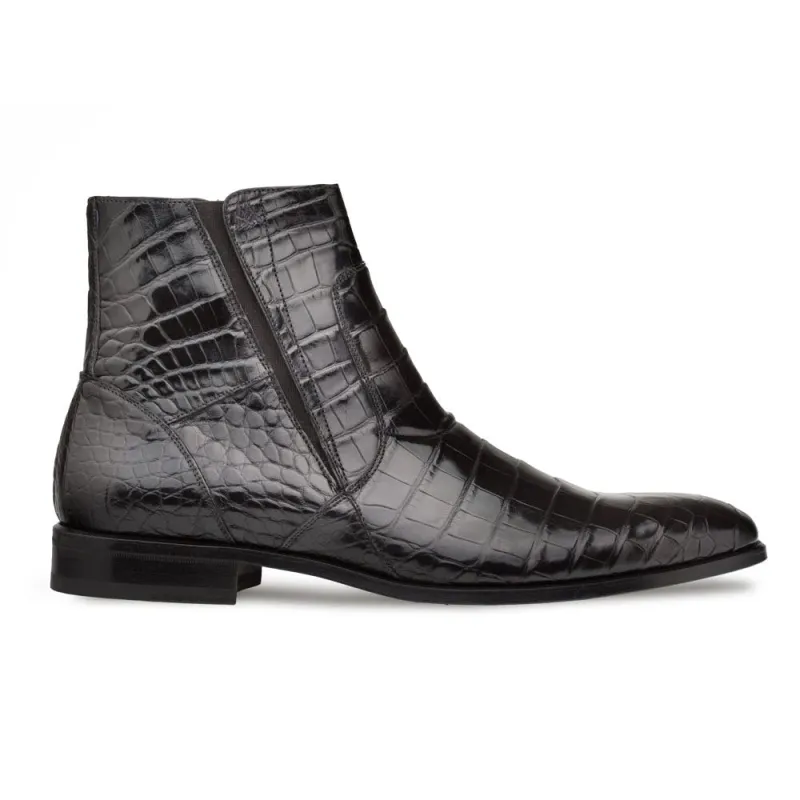 Mezlan Belucci Alligator Zipper Boots Black (3663-J) made by Mezlan