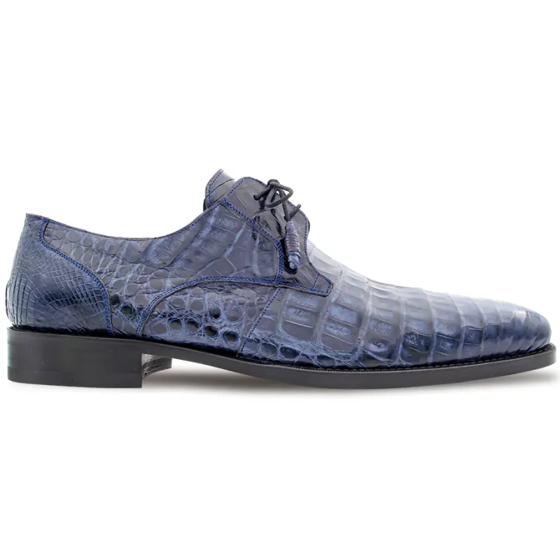 Mezlan Anderson Crocodile Derby Shoes Blue (13584-F) sold by Alberto Nardoni