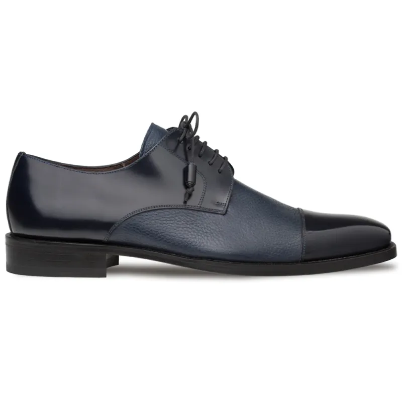 Mezlan Soka Calfskin & Deerskin Cap Toe Shoes Blue (15089) sold by Alberto Nardoni