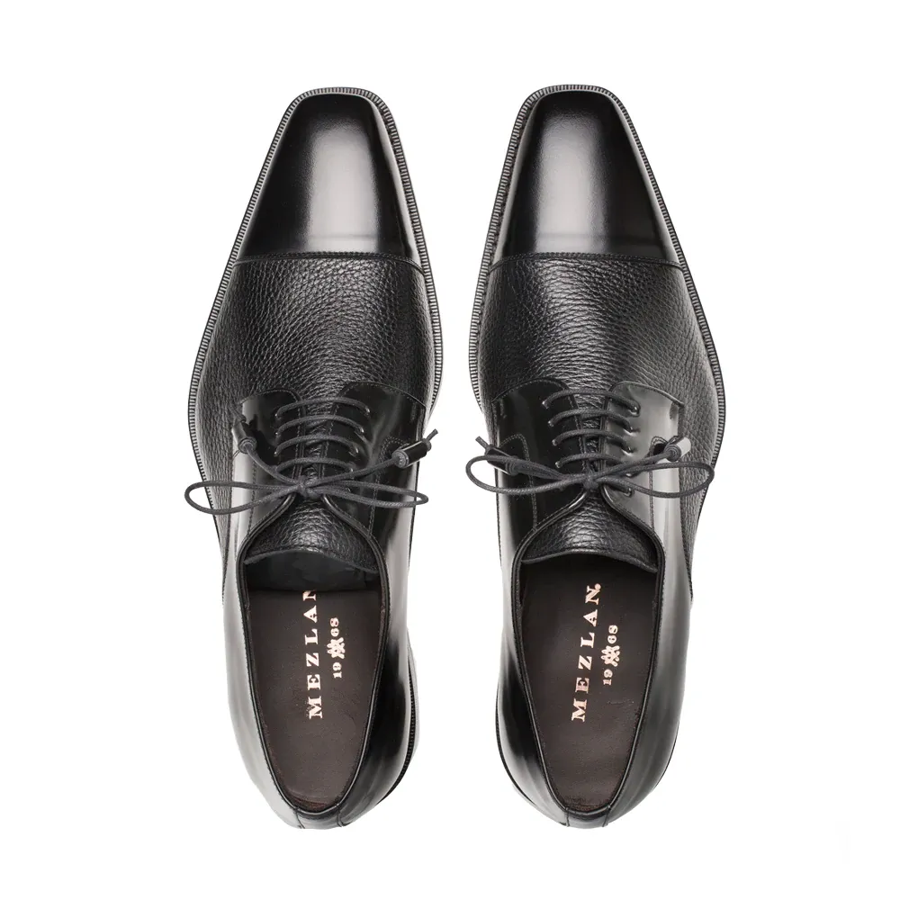 Mezlan Soka Calfskin & Deerskin Cap Toe Shoes Black (15089) sold by Alberto Nardoni product image thumbnail 5