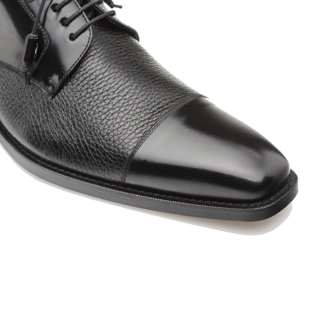 Mezlan Soka Calfskin & Deerskin Cap Toe Shoes Black (15089) sold by Alberto Nardoni product image thumbnail 4