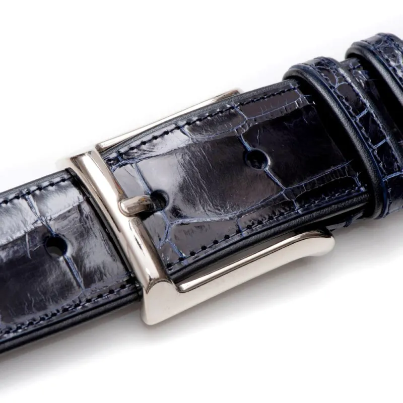 Mezlan Genuine Alligator Belt Blue (AO7907) sold by Alberto Nardoni
