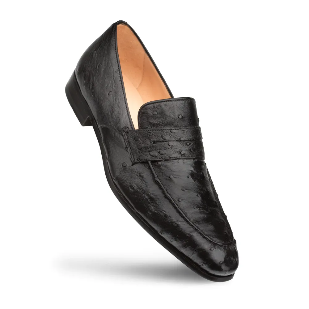 Mezlan Lisbon Ostrich Quill Penny Loafers Black (4561-S) sold by Alberto Nardoni product image thumbnail 2