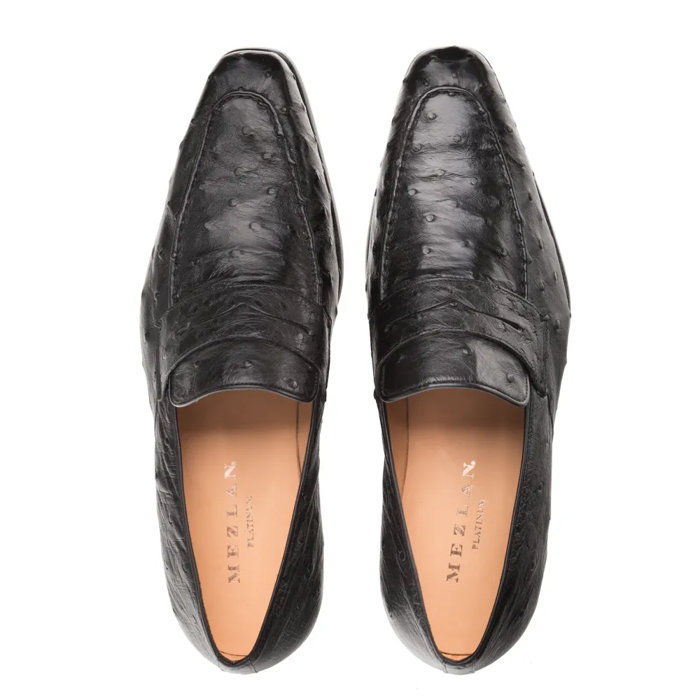 Mezlan Lisbon Ostrich Quill Penny Loafers Black (4561-S) sold by Alberto Nardoni product image thumbnail 4