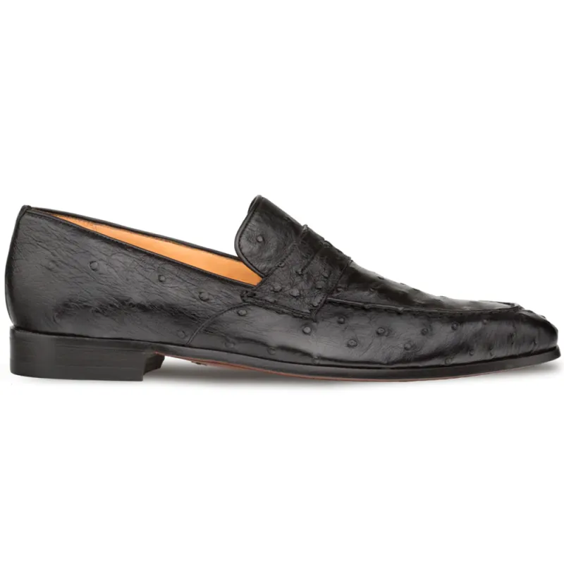 Mezlan Lisbon Ostrich Quill Penny Loafers Black (4561-S) sold by Alberto Nardoni