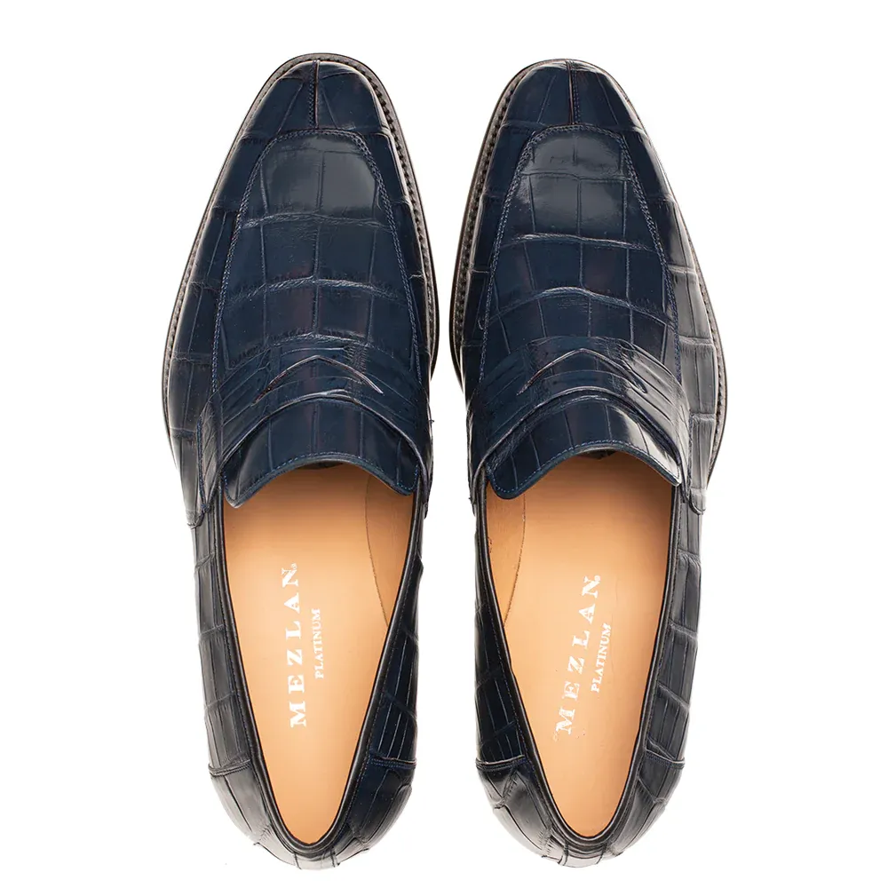 Mezlan Piccolo Alligator Penny Loafer Blue (4954-J) sold by Alberto Nardoni product image thumbnail 5