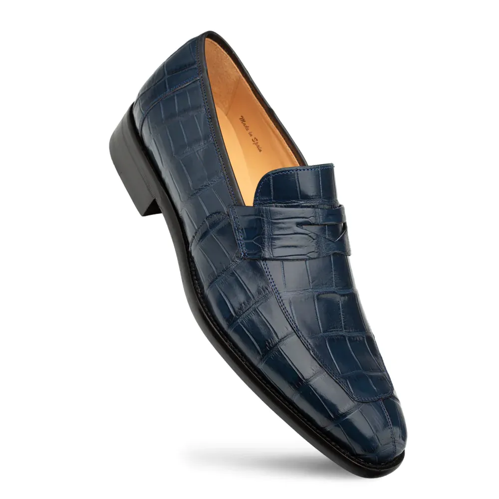Mezlan Piccolo Alligator Penny Loafer Blue (4954-J) sold by Alberto Nardoni product image thumbnail 2