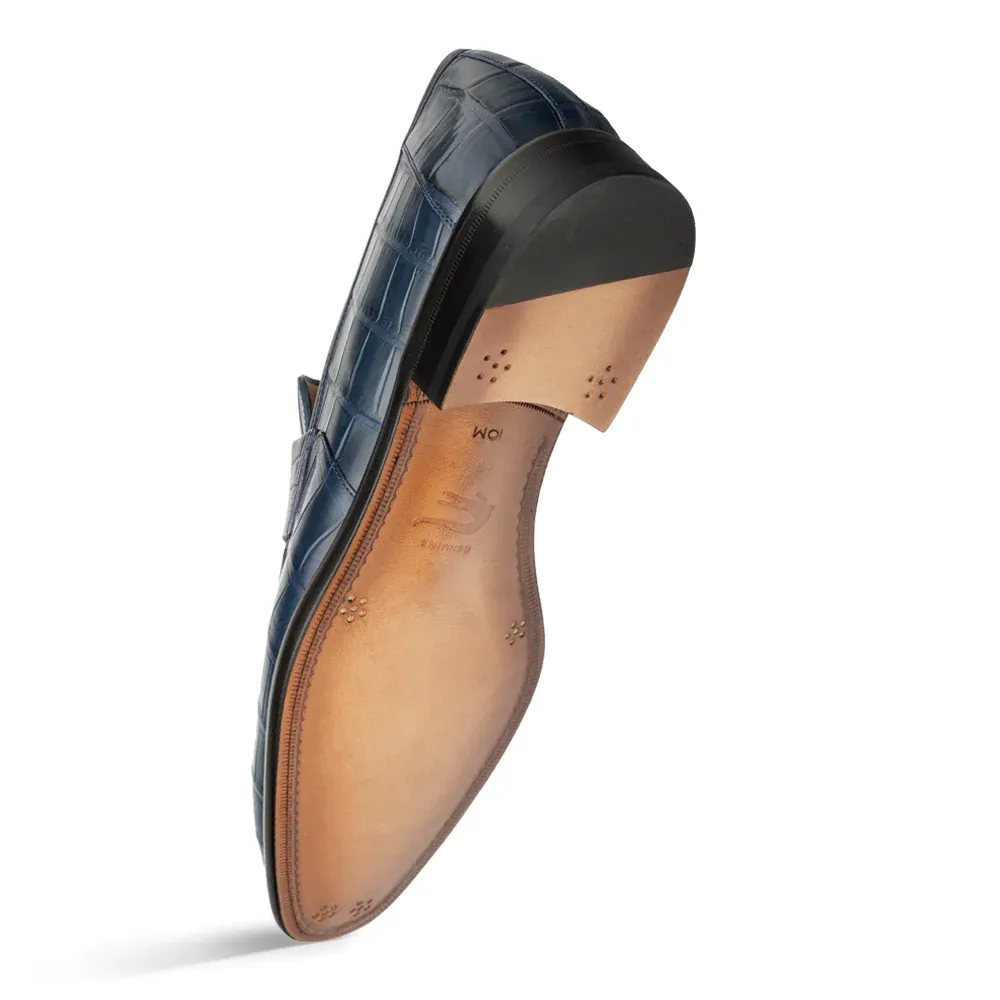 Mezlan Piccolo Alligator Penny Loafer Blue (4954-J) sold by Alberto Nardoni product image thumbnail 3