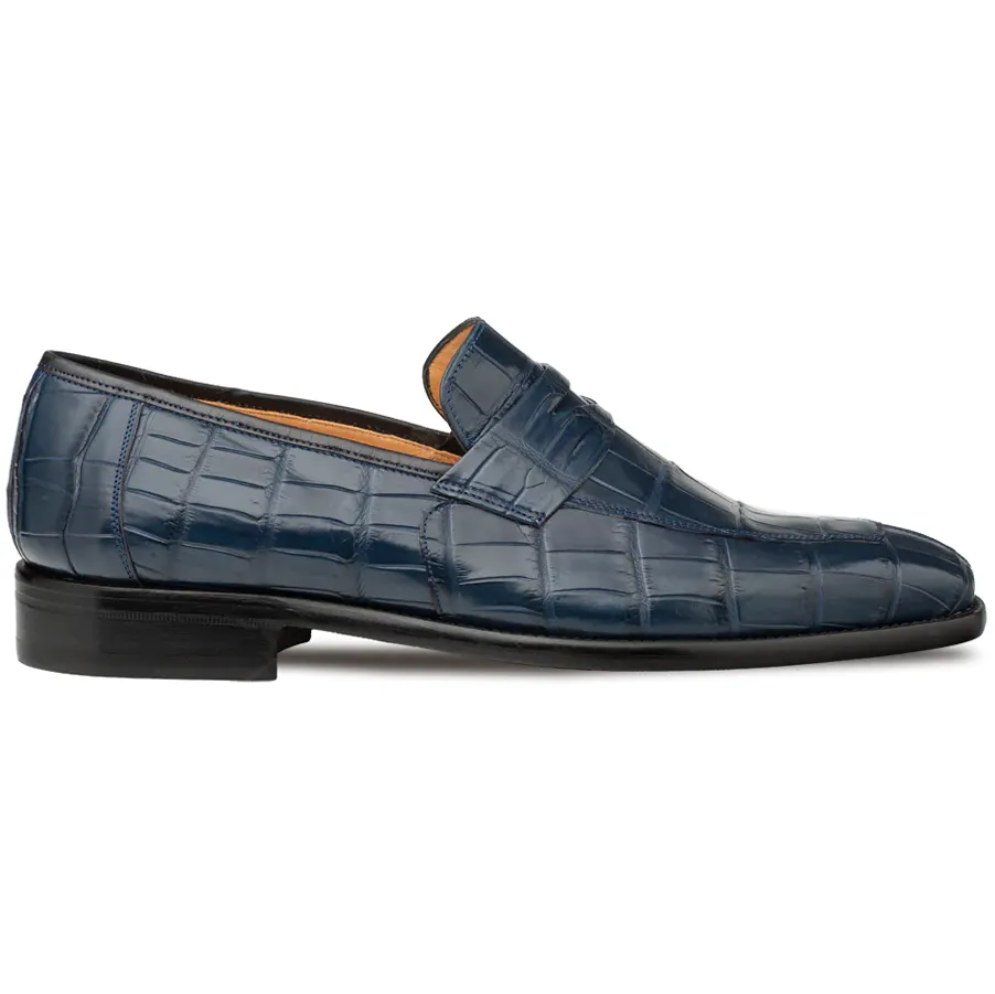 Mezlan Piccolo Alligator Penny Loafer Blue (4954-J) sold by Alberto Nardoni