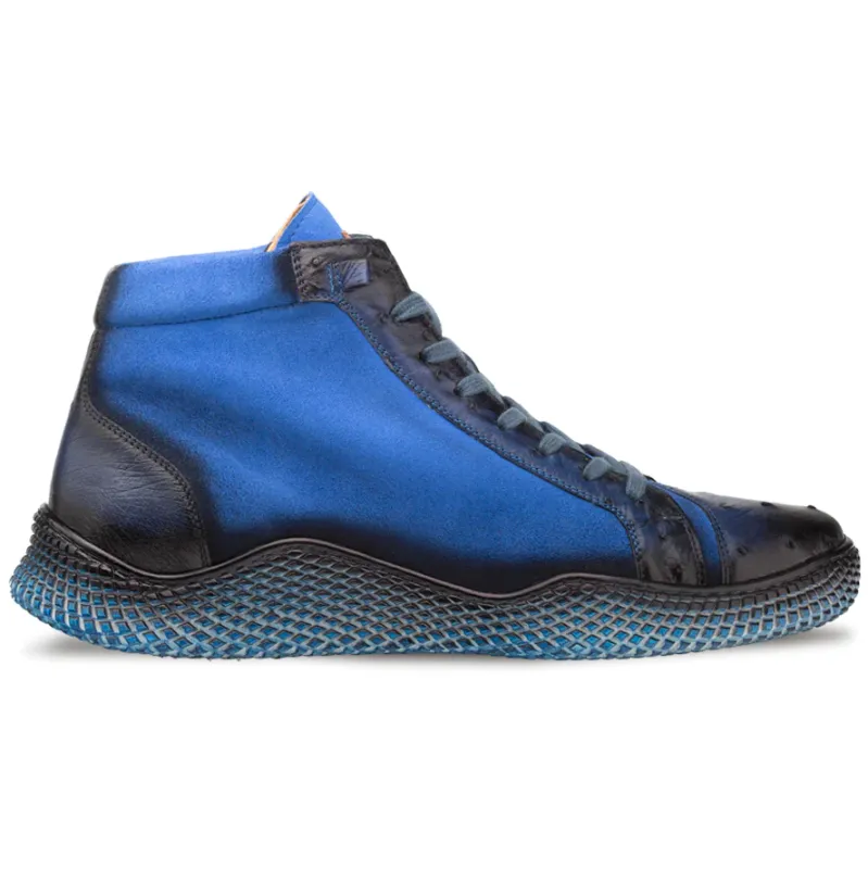 Mezlan Militare Ostrich / Suede Hi-Top Sneaker Jean / Cobalt (4987-S) sold by Alberto Nardoni