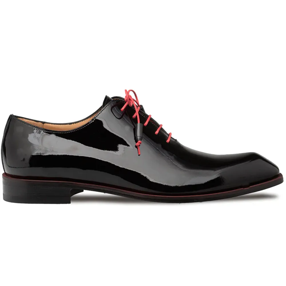 Mezlan Dietro 2 Asymmetrical Patent Oxfords Black (21188) sold by Alberto Nardoni