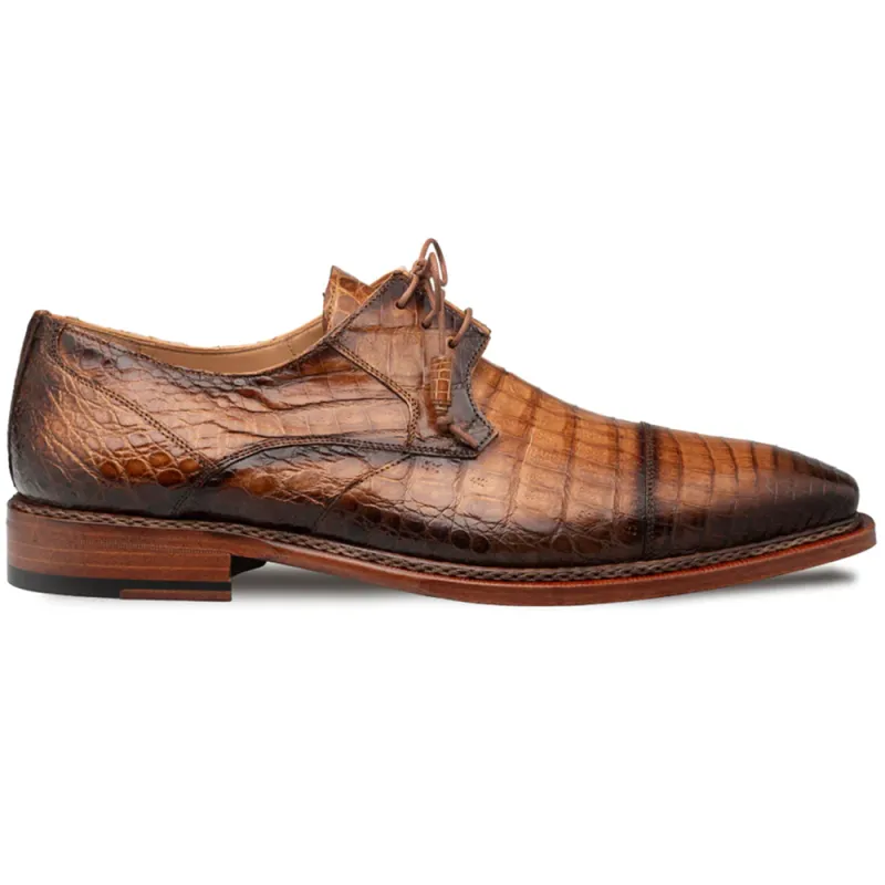 Mezlan Giovane Fuscus Crocodile Cap Toe Derby Camel (50032-F) sold by Alberto Nardoni