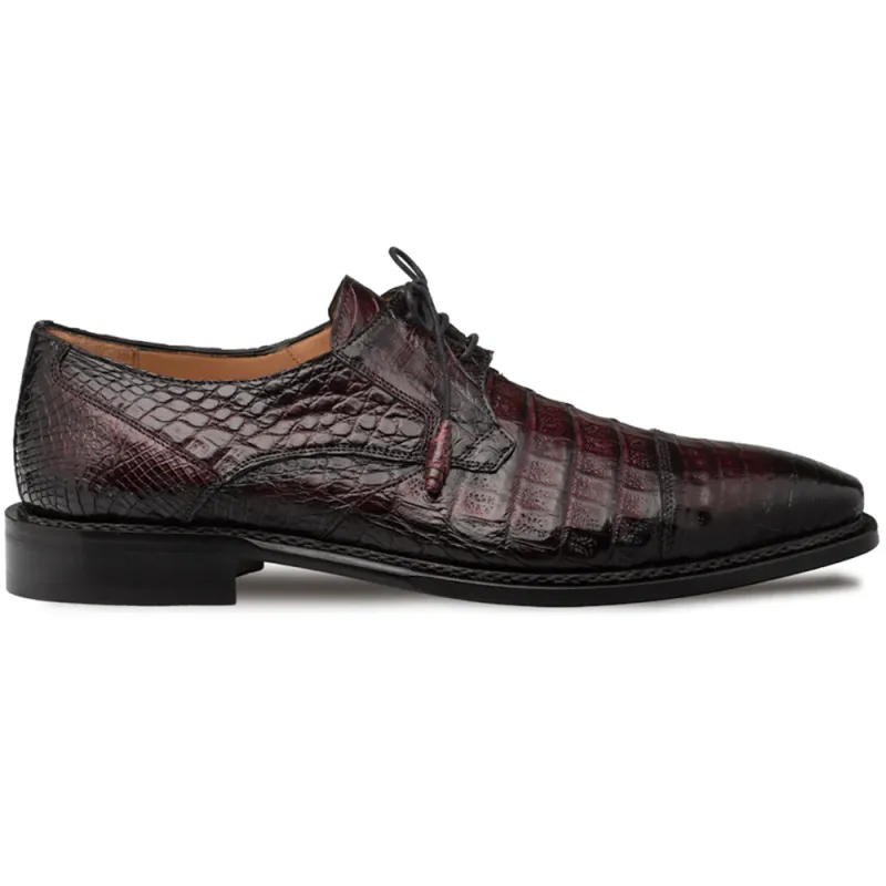 Mezlan Giovane Fuscus Crocodile Cap Toe Derby Burgundy (50032-F) sold by Alberto Nardoni