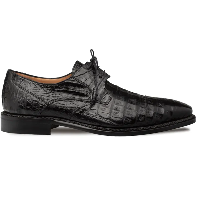 Mezlan Giovane Fuscus Crocodile Cap Toe Derby Black (50032-F) sold by Alberto Nardoni