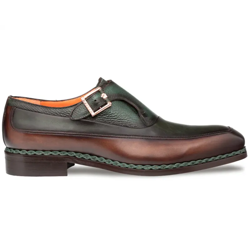 Mezlan Artesano Two-Toned Monk Strap Chocolate & Forest (21261) sold by Alberto Nardoni