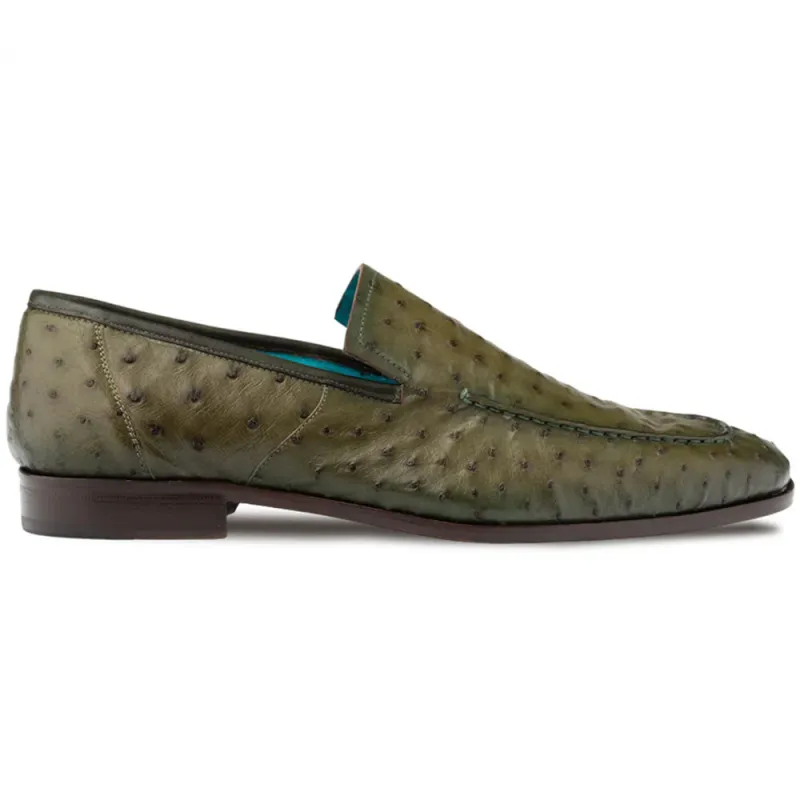 Mezlan Menor Ostrich Slip On Olive (50120-S) sold by Alberto Nardoni