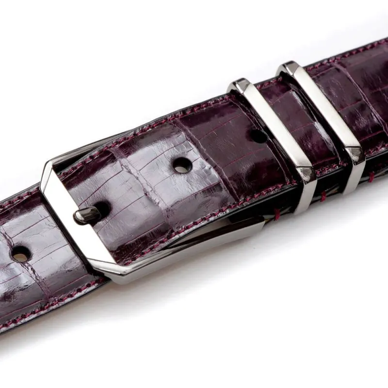Mezlan Crocodile Belt Burgundy sold by Alberto Nardoni