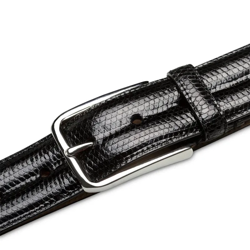Mezlan Classic Lizard Belt Black sold by Alberto Nardoni