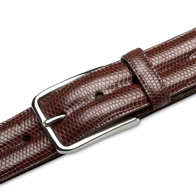 Mezlan Classic Lizard Belt Dark Brown sold by Alberto Nardoni